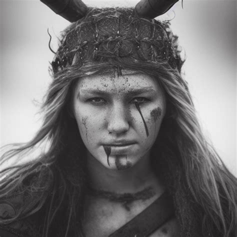 Retrato De Guerrera Vikinga Femenina Malhumorada · Creative Fabrica