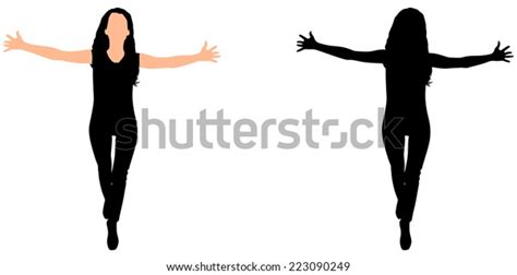 Beautiful Young Woman Spreading Hands Vector Stock Vector Royalty Free