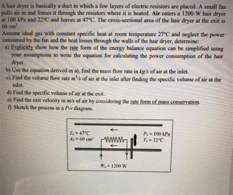 Solved A Hair Dryer Is Basically A Duct In Which A Few Chegg