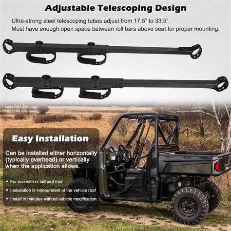 Utv Overhead Gun Bow Rack In Cab For Utv Polaris Ranger Can Am Yamaha