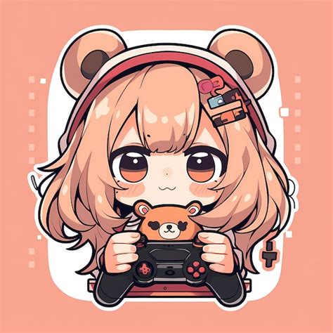 Premium AI Image | Minimal Japanese Kawaii Gamer Girl Chibi Anime ...