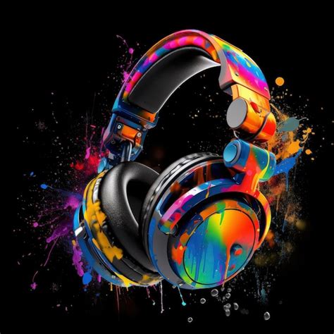 Premium AI Image Headphones On Watercolor Style With Multicolor Splash