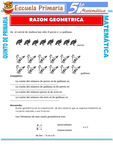 Razón Geométrica Para Quinto De Primariapdf Pdf