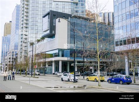 Street view at Vancouver downtown at the harbour - VANCOUVER - CANADA ...