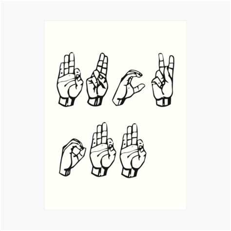 Deaf Alphabet Fuck Off Funny Hand Symbols Letters Art Print For