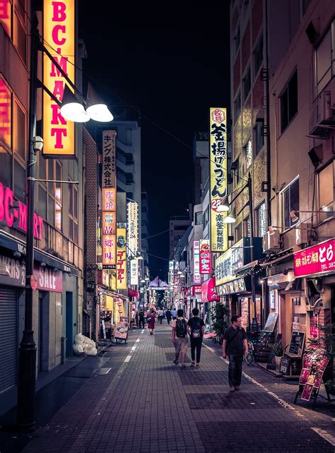 Tokyo Neon City Streets At Night