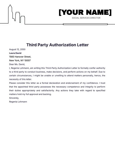 Free Third Party Authorization Letter Template Edit Online And Download