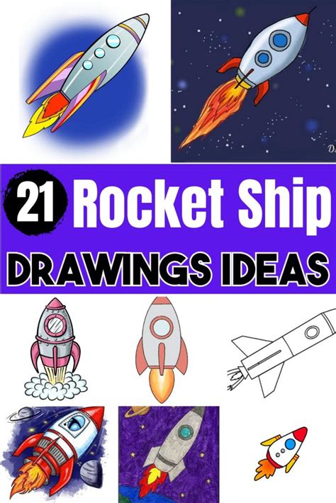 21 Easy Rocket Ship Drawings - Step By Step Guide - DIY Crafts