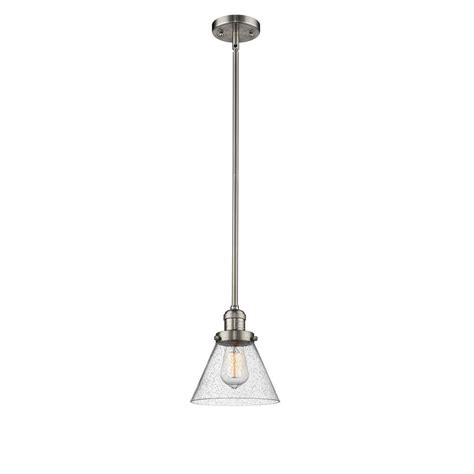 Innovations Cone 1 Light Brushed Satin Nickel Seedy Shaded Pendant