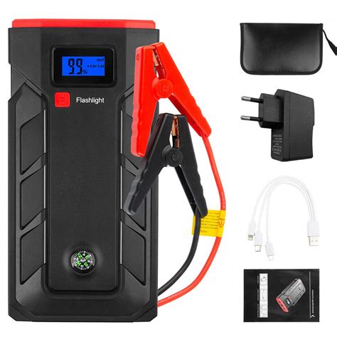 Jump Starter Rozruch Booster Powerbank Latarka Klemy Kable Zestaw