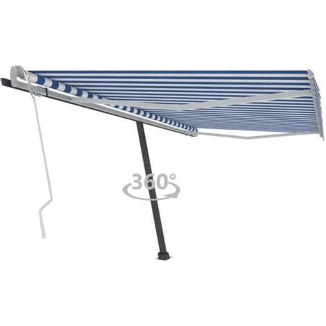 Toldo De Pie Retr Ctil Manual Azul Y Blanco X Cm