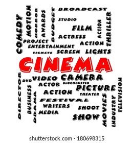 Cinema Word Cloud Concept Bold Letters Stock Illustration