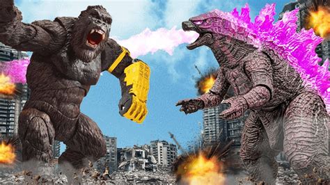 Godzilla Attacks King Kong And Rescues T Rex King Kong Vs T Rex Godzilla X Kong The New