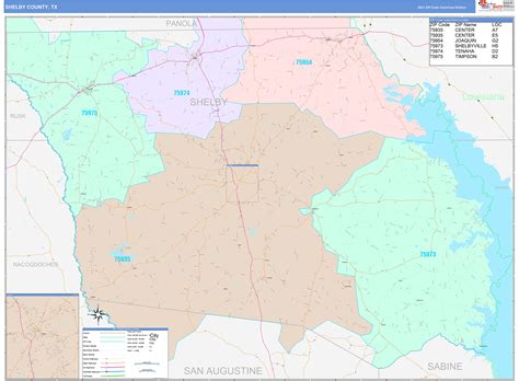 Shelby County, TX Wall Map Color Cast Style by MarketMAPS - MapSales.com