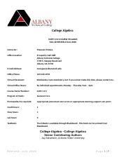 Atc College Algebra Updated Syllabus Fall A Term Docx College