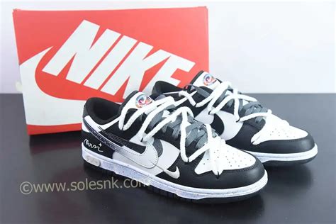 Custom Nike Dunk Low Multiple Swooshes Black White Solesnk