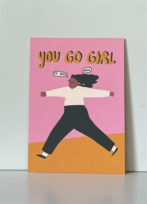 Slinga Illustration Postkarte You Go Girl Gru Karte Zur Motivation