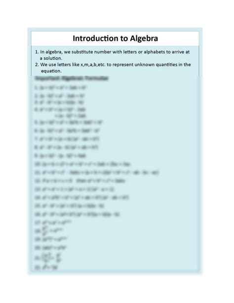 SOLUTION: Algebra Basic formula - Studypool