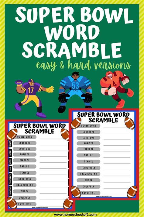 Super Bowl Word Scramble Printable Artofit