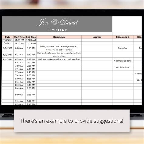 Wedding Event Timeline Excel Spreadsheet Wedding Itinerary for the Reception, Ceremony Etc. With ...