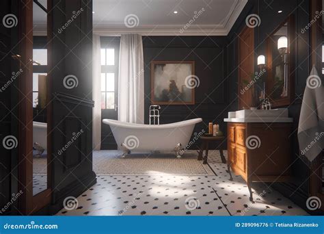 Victorian Style Interior of Bathroom in Luxury House Stock Illustration ...