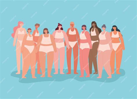 Premium Vector Beautiful Women Group In Underwear Diversity Concept