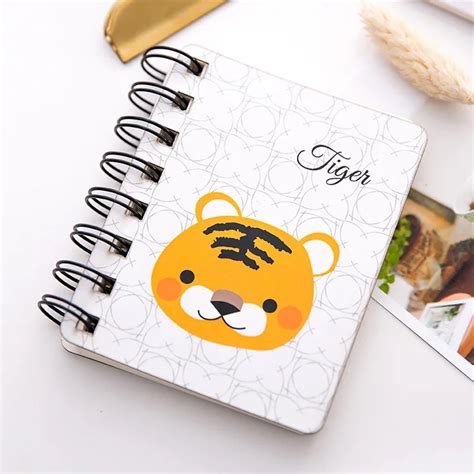 CAHIER 6 A7 Mini bloc notes à enroulement Animal mignon pochettes