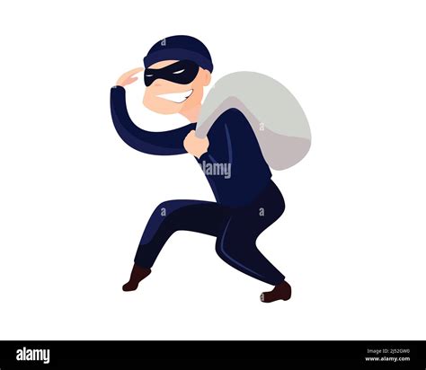 Smirking Thief Carrying A Sack Illustration Vector Stock Vector Image