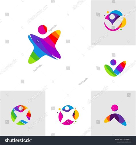 Set Colorful Kids Logo Template Design Stock Vector (Royalty Free ...