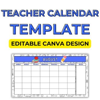 Editable Teacher Calendar by TexEd | TPT