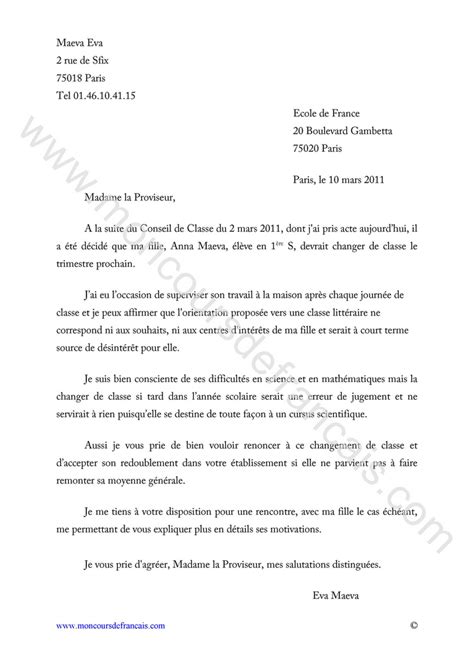 Mod Le De Lettre Pour Demande De Changement De Classe Lettres De Partage