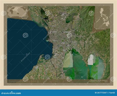 Metropolitan Manila Philippines High Res Satellite Labelled P Stock