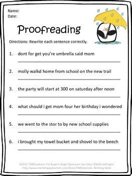 Proofreading Sheets For 3 5 Th Grades