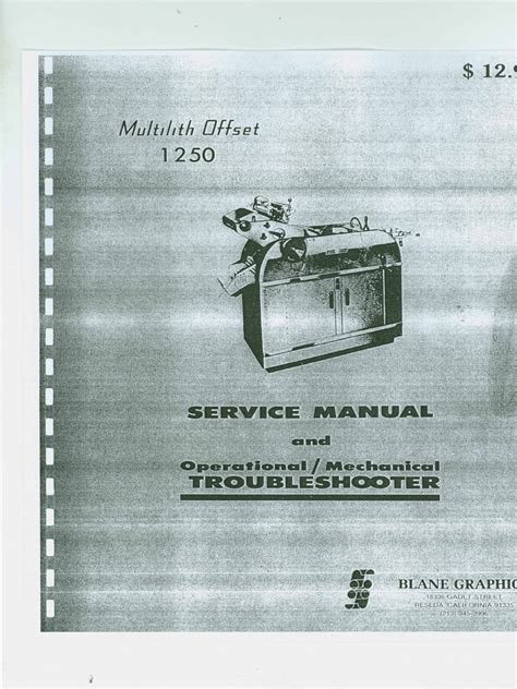 Multilith 1250 Service Manual | PDF