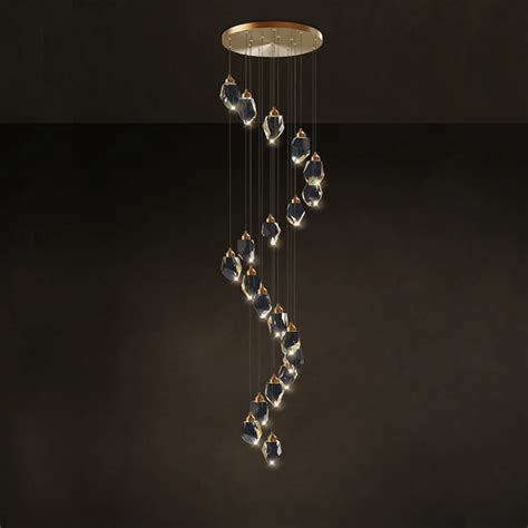 LED Luxury Crystal Stone Copper Designer Chandelier Lighting Lustre