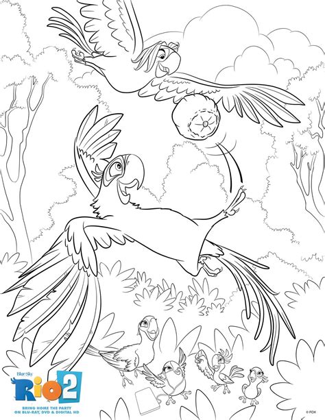 Coloring page featuring Blu and Roberto from #Rio2 | Coloring pages, Coloring pages for boys ...