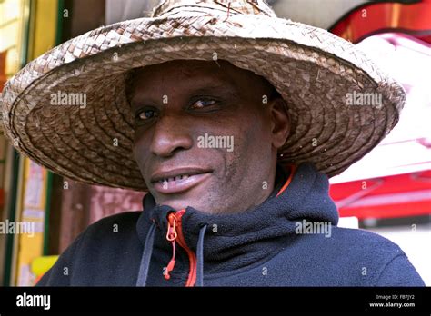 Portrait Of West Indian Man Wearing A Straw Hat Stock Photo Alamy