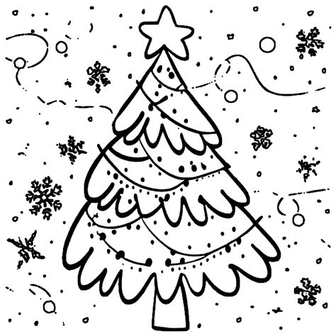 Christmas Tree Coloring Page · Creative Fabrica