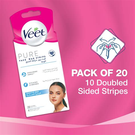 Veet Pure Face Wax Strips Sensitive Skin 20 Pcs Online At Best Price