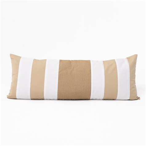 Outdoor Nautical Regent Stripe Beige Long Lumbar Cushion Uv Resistan
