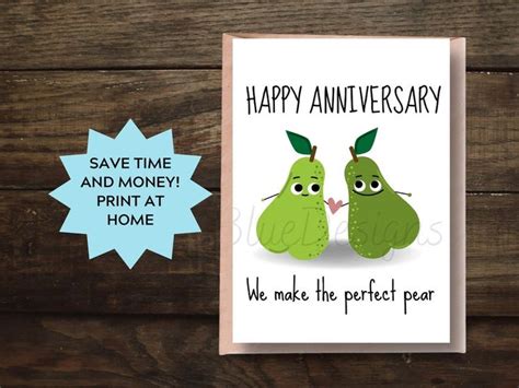 Funny Printable Anniversary Card Funny Pun Anniversary Card Funny