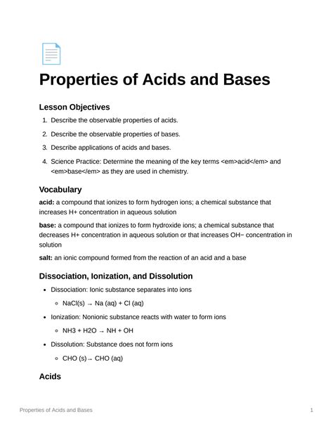 SOLUTION Properties Of Acids And Bases Studypool