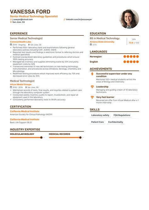 5 Medical Technologist Resume Examples Guide For 2024