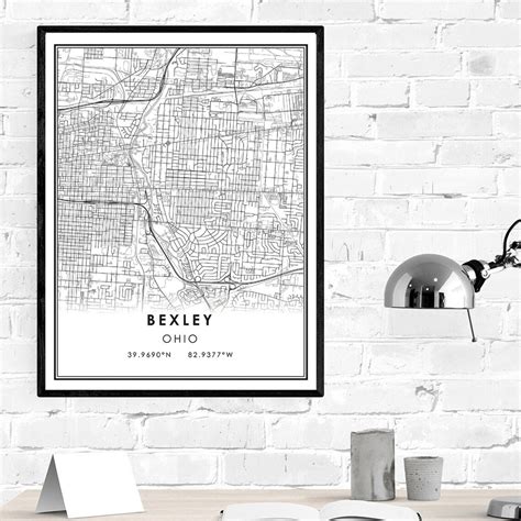 Bexley map print poster canvas Ohio map print poster canvas | Etsy