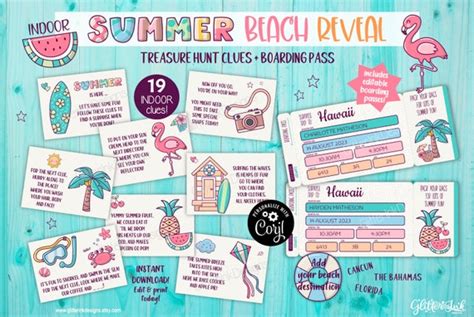 Beach Surprise Trip Reveal Scavenger Hunt Printable Boarding