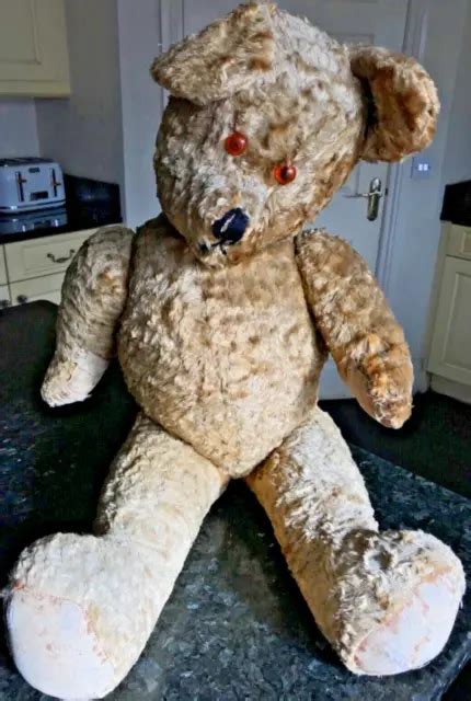 VERY OLD VINTAGE Teddy Bear 5 Way Jointed Moving Arms Legs Head Large