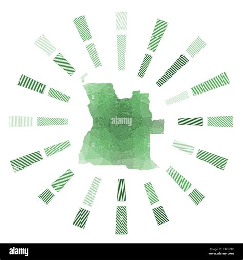 Angola Sunburst Low Poly Striped Rays And Map Of The Country