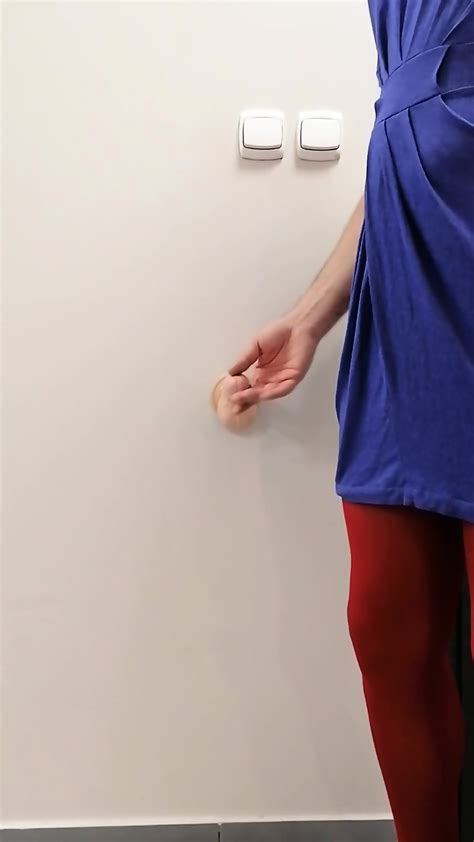 Misr Trans In Red Pantyhose Standing Anal Masturbation