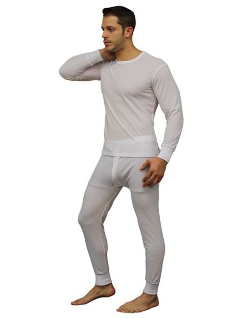 Buy Mens Soft 100 Cotton Thermal Underwear Long Johns Sets Waffle Fleece Lined Large