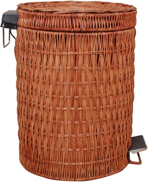 Amazon Large Pedal Waste Bin Dustbin Round Rattan Trash Can